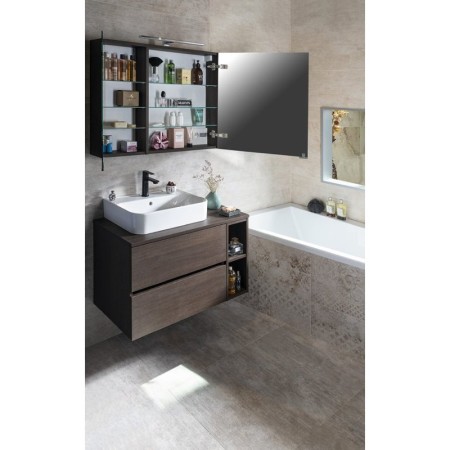 Sapho MIRRÓ szafka z lustrem z oświetleniem LED 90x70x16cm sosna rustykalna MC090-0016