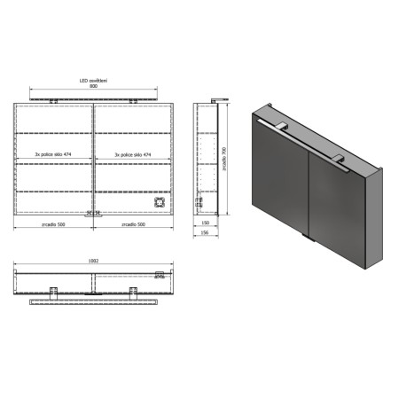 Sapho MIRRÓ szafka z lustrem z oświetleniem LED 100x70x16cm sosna rustykalna MC100-0016
