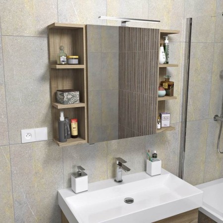 Sapho RIWA szafka z lustrem oświetlenie LED 60x70x17cm dąb srebrny RIW060-0011