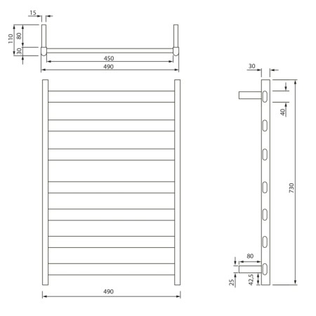 Sapho ELIAS elektryczna suszarka na ręczniki 490x730x110mm 105W czarny mat EB550