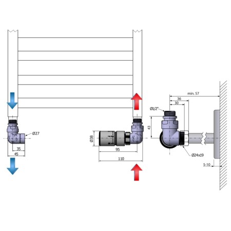 Sapho CORNER zestaw przyłączeniowy termostatyczny prawy chrom CP1012RS