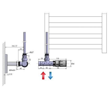 Sapho MONO ONE zestaw przyłączeniowy termostatyczny jednopunktowy 40mm chrom CP2050S