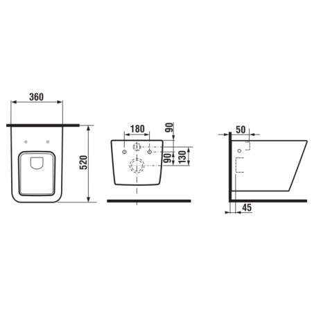 Sapho PORTO WC wiszące Rimless 36x52 cm biały PZ102WR