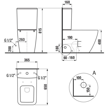 Sapho PORTO WC kompakt WC Rimless ze spłuczką uniwersalny odplyw PC102WR
