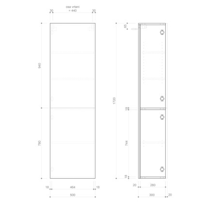 Sapho ESPACE szafka 50x172x32cm 2 drzwiczki lewa/prawa sosna rustykalna ESC450-1616