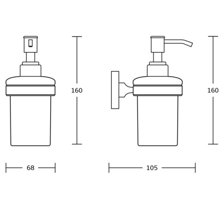 Aqualine SAMBA dozownik mydła 150ml szkło mleczne czarny SB219