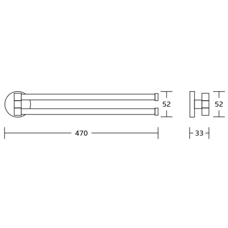 Aqualine SAMBA obrotowy wieszak na ręczniki podwójny 450mm czarny SB221