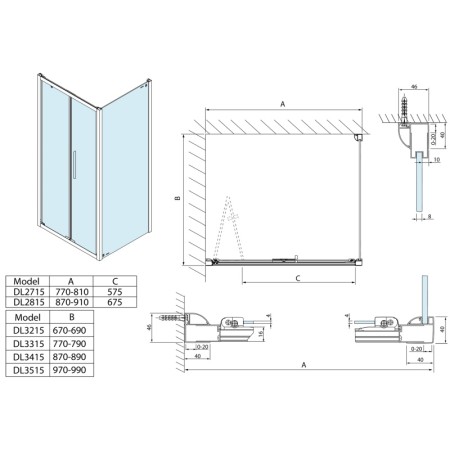 Polysan LUCIS LINE kabina prysznicowa 900x800mm wariant L/P DL2815DL3315
