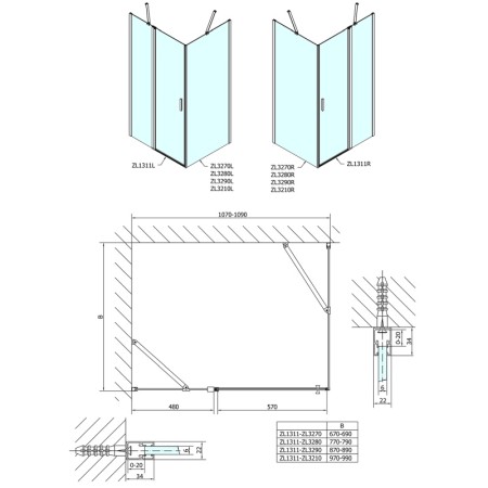Polysan Zoom Line prostokątna kabina prysznicowa 1100x1000mm wariant L/P ZL1311ZL3210