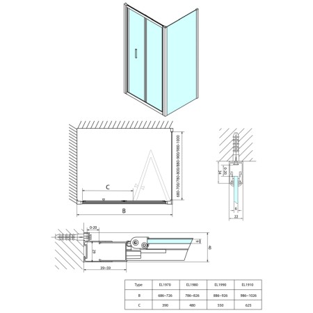 Polysan EASY LINE kabina prysznicowa 900x700mm drzwi składane lewa/prawa czyste szkło EL1990EL3115
