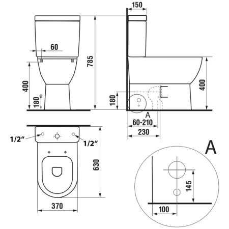 Aqualine JALTA RIMLESS kompakt WC uniwersalny PB103RW