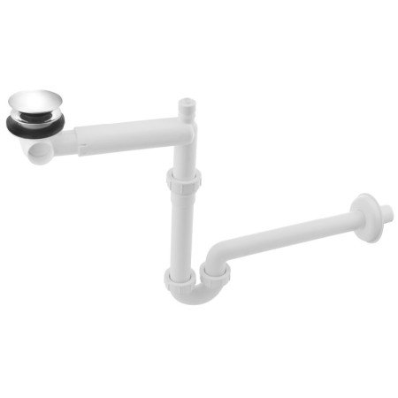 Bruckner URBINO syfon umywalkowy oszczędzający miejsce korek Click Clack 5/4" odpływ 32mm biały 151.133.0