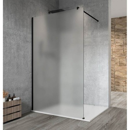 Gelco VARIO BLACK jednoczęściowa kabina przysznicowa Walk-In montaż przy ścianie szkło matowe 700 mm GX1470GX1014