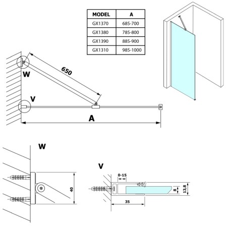 Gelco VARIO CHROME jednoczęściowa kabina przysznicowa Walk-In montaż przy ścianie szkło dymione 1000 mm GX1310GX1010