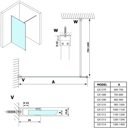 Gelco VARIO CHROME jednoczęściowa kabina przysznicowa Walk-In montaż przy ścianie szkło dymione 1200 mm GX1312GX1010