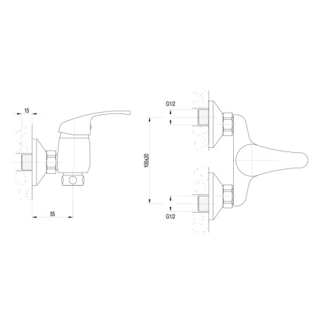 Aqualine AQUALINE 35 bateria umywalkowa ścienna 3/4