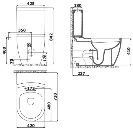 CREAVIT GRANDE kompakt WC XL odpływ poziomy/pionowy biały GR360