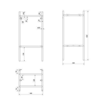 Sapho PUNO konsola pod umywalkę 400x820x360mm czarny SKA570-2