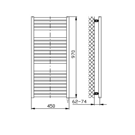 Aqualine TONDI-E grzejnik elektryczny 450x970 mm 300 W biały DE450T