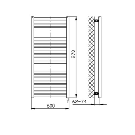 Aqualine TONDI-E grzejnik elektryczny 600x970 mm 400 W czarny mat DE466T