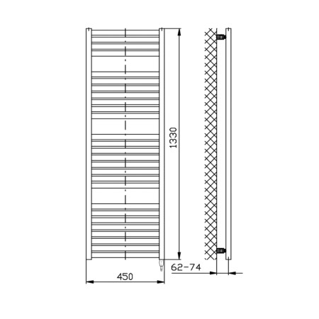 Aqualine TONDI-E grzejnik elektryczny 450x1330 mm 500 W czarny mat DE476T