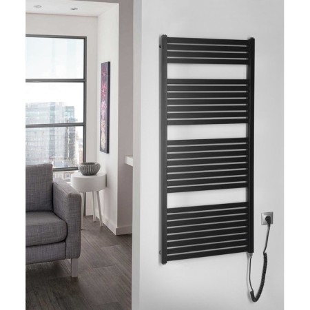Aqualine TONDI-E grzejnik elektryczny 600x1330 mm 600 W czarny mat DE486T