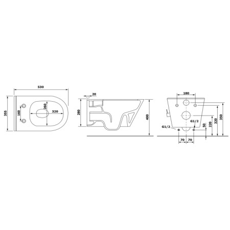 Sapho AVVA WC wiszące Rimless z prysznicem bidetowym i baterią 35x53 cm biały 100315