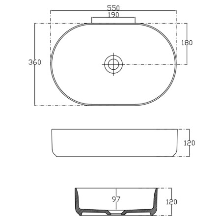 Isvea INFINITY OVAL umywalka ceramiczna nablatowa 55x36 cm biała 10NF65055