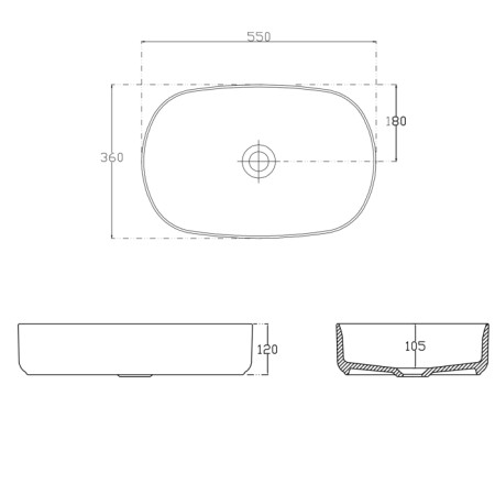 Isvea INFINITY OVAL umywalka ceramiczna nablatowa 55x36 cm biały mat 10NF65055-2L