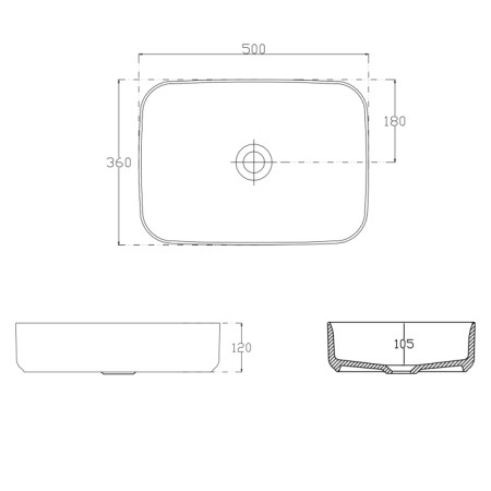 Isvea INFINITY RECTANGLE umywalka ceramiczna nablatowa 50x36 cm biała 10NF65050