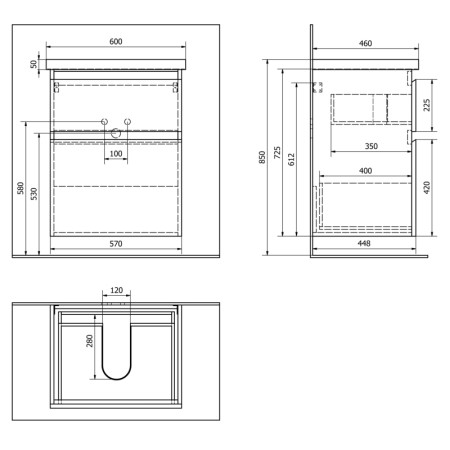 Aqualine ALTAIR szafka umywalkowa 57x72.5x45cm cm biała AI260