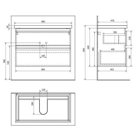 Aqualine ALTAIR szafka umywalkowa 86.5x60x45cm biała AI290