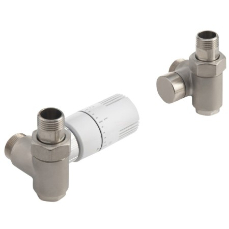 Aqualine ECO COMBI zestaw przyłączeniowy z termostatem lewy nikiel/biały CP993S