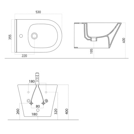 Sapho AVVA bidet wiszący 35.5x53 cm biala 100324
