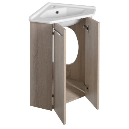 Aqualine ZOJA szafka umywalkowa narożna 39x74x39cm dąb platin 50344
