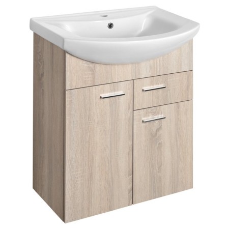 Aqualine ZOJA szafka umywalkowa 61.5x74x32cm 2 drzwiczek 1 szuflada dąb platin 51165