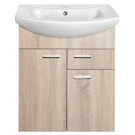 Aqualine ZOJA szafka umywalkowa 61.5x74x32cm 2 drzwiczek 1 szuflada dąb platin 51165