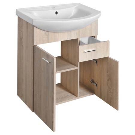 Aqualine ZOJA szafka umywalkowa 61.5x74x32cm 2 drzwiczek 1 szuflada dąb platin 51165
