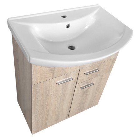 Aqualine ZOJA szafka umywalkowa 61.5x74x32cm 2 drzwiczek 1 szuflada dąb platin 51165