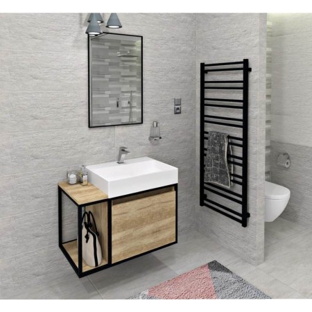 Sapho SKARA szafka pod umywalkę 80x49.5x46.5cm czarny mat/dąb Alabama CG003-2222
