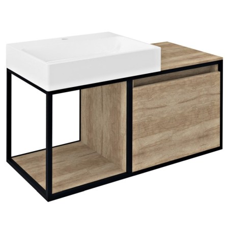 Sapho SKARA szafka pod umywalkę 100x49.5x46.5cm czarny mat/dąb Alabama CG004-2222