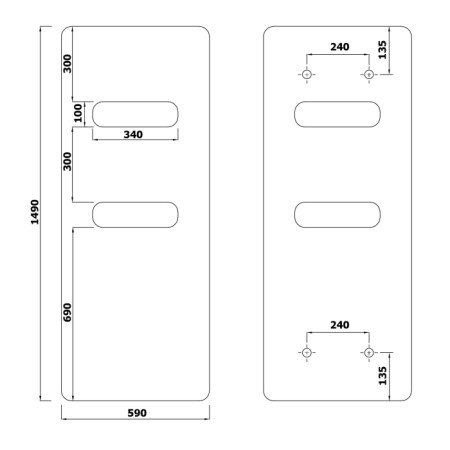 Sapho TABELLA OPEN grzejnik 590x1490 mm biały mat MI1459