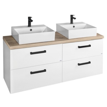 Aqualine VEGA zestaw łazienkowy szerokość 145 cm biały/dąb platin VG073-04