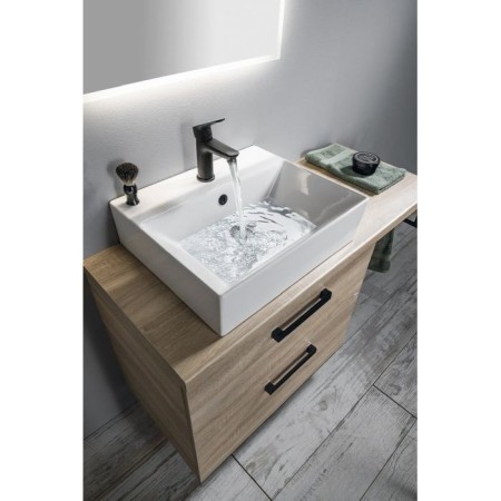 Aqualine VEGA zestaw łazienkowy szerokość 82.5 cm biały/dąb platin VG083-01