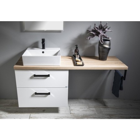 Aqualine VEGA zestaw łazienkowy szerokość 145 cm biały/dąb platin VG083-02