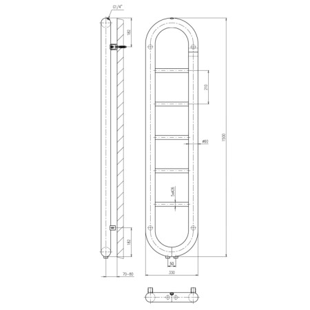 Sapho HORIZON grzejnik łazienkowy 330x1500 mm czarny mat IR195
