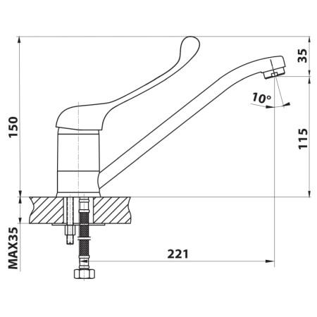 Bruckner HOFFER bateria kuchenna Dźwignia medyczna 221mm chrom 424.054.1