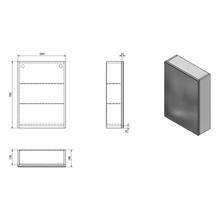 Aqualine VEGA szafka z lustrem 60x70x18cm biały VG066