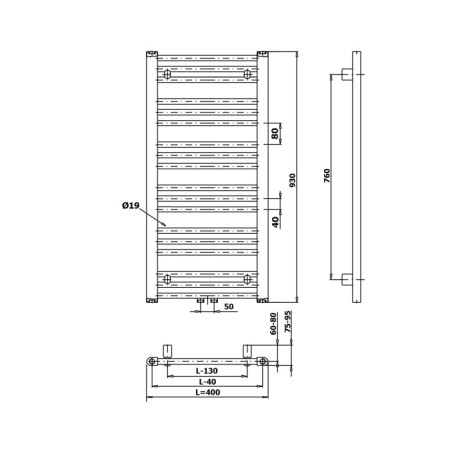 Bruckner ALBRECHT grzejnik 400x930 mm podłączenie środkowe biały 600.111.4