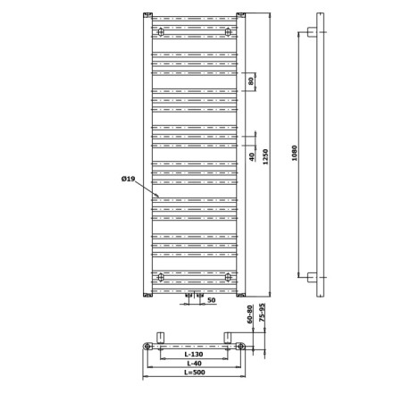 Bruckner ALBRECHT grzejnik 500x1250 mm podłączenie środkowe biały 600.114.4